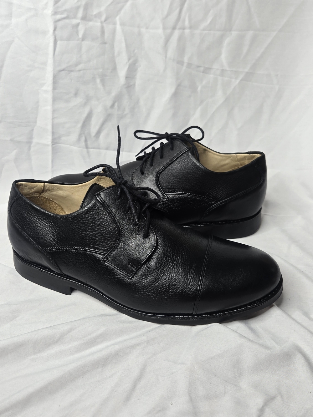Belvedere Duke Men's Black Leather Cap Toe Oxford Dress Shoes 12 EE Brazil